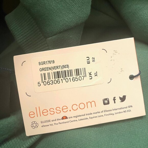 Ellesse Tennis Club Voliero Sweatshirt Mens XL Green Crew Neck Unisex Perugia - Picture 7 of 7